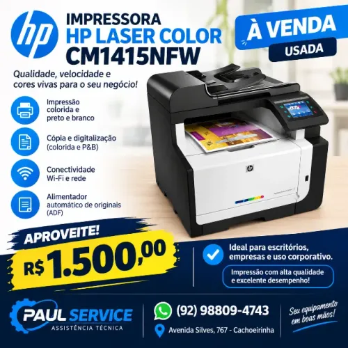 impressora laser color cm 1415 nfw revisada