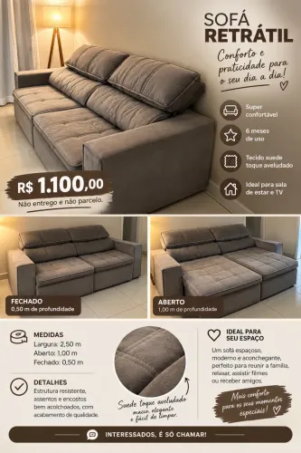 Sofá Retrátil e Reclinável