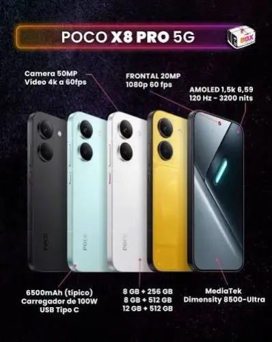POCO X8 PRO  5G 512 / 12 ,novos 