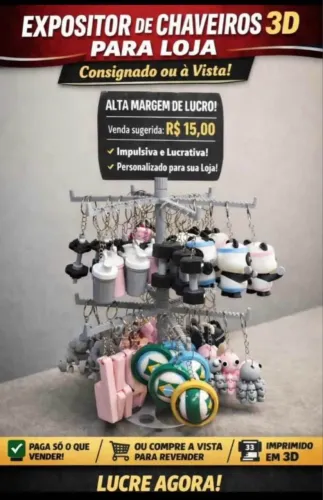 Expositor de Chaveiros 3D para Loja - Consignado ou à Vista | Alta Margem