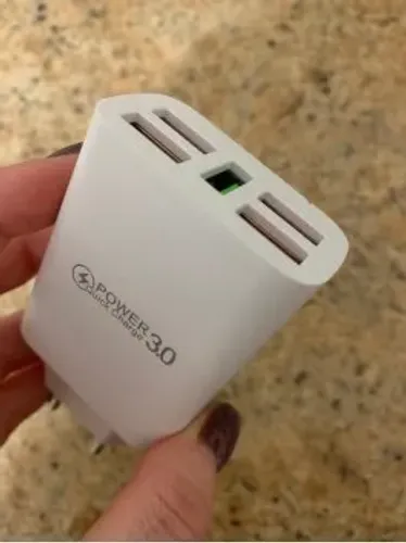 48w 5 carregador usb carga rápida 3.0 branco