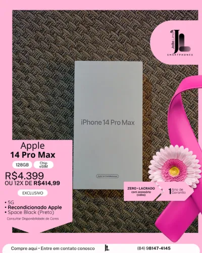 IPHONE 14 PRO MAX, 128GB, CHIP FÍSICO, LACRADO, EXCLUSIVO!