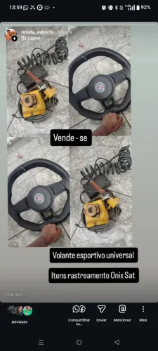 Volante esportivo universal, itens rastreamento Onix Sat