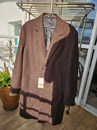 Casaco Sobretudo de lã Zara masculino NOVO cor marrom tamanho M