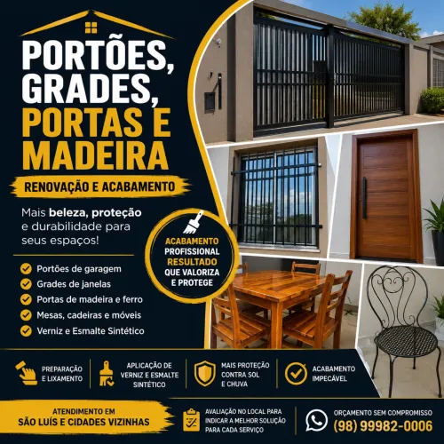 Portões, Grades e Madeira | Renovação e Acabamento