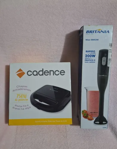 COMBO - Sanduicheira Elétrica Cadence + Mixer BMX 200 Britânia (NOVOS).