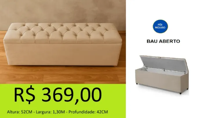 Recamier baú  casal - a pronta entrega 