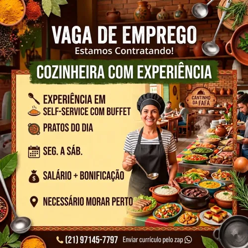 Vaga Cozinheira e Aux de cozinha