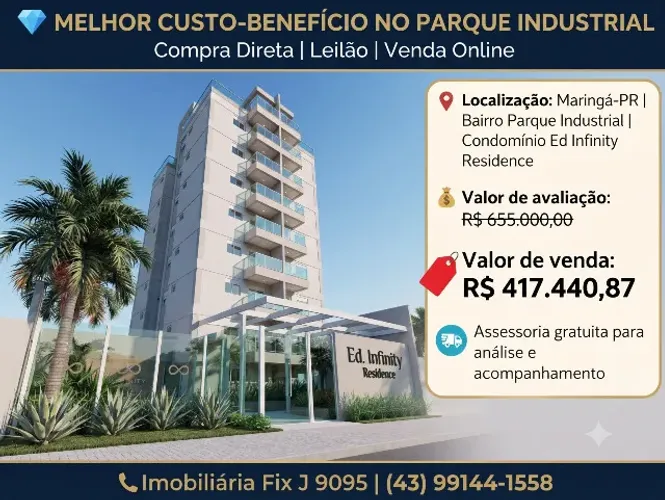 ? Localização: Maringá-PR | Bairro Parque Industrial | Condomínio Ed Infinity Residence