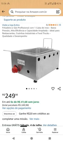 Fritadeira profissional à gás Evitra
