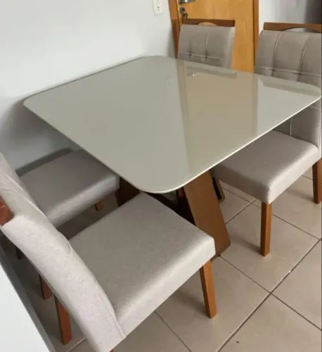 Mesa de Jantar com 4 Cadeiras Celeste 120x90 - Fácil Atacadista - ENTREGA EM 24H