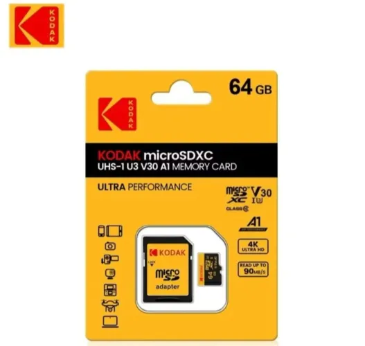 Cartão de Memória MicroSDXC Kodak 64GB UHS-1 U3 V30 A1