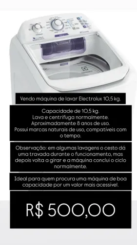 Vendo máquina de lavar roupas Eletrolux