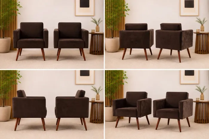 2 Poltronas Suede Marrom - Perfeito Estado - Conjunto