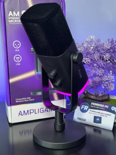 Fifine AM8 Microfone Dinâmico Cardioide RGB - Preto