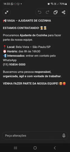 Ajudante de cozinha 