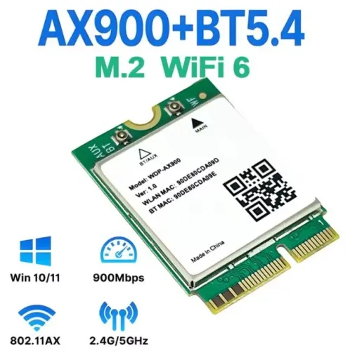 Adaptador M.2 WIFI 6 AX 900 e Bluetooth 5.4 - M.2 Wireless card