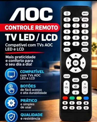 Controle Remoto para AOC Serve Modelos Tv Led e Lcd
