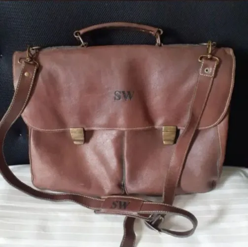 Side walk Bolsa Carteiro de couro (vintage)