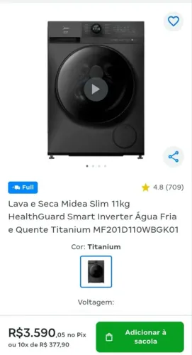 Lava e seca Midea 11 kg 220 nova na caixa