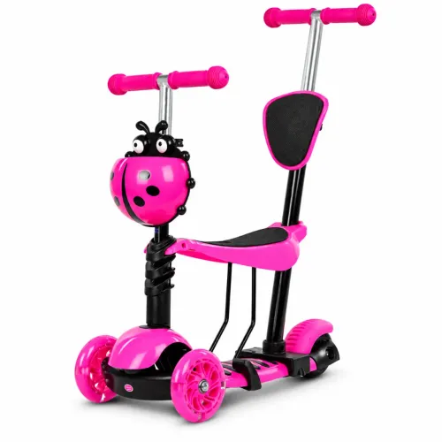 Patinete Infantil 3 em 1 Importway Rosa com Assento Empurrador 3 Rodas Scooter Infantil