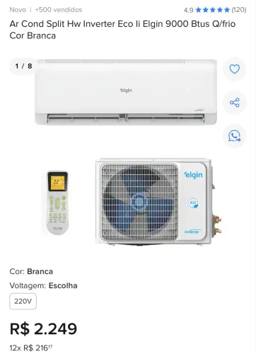 Ar condicionado ELGIN 9000bt novo 