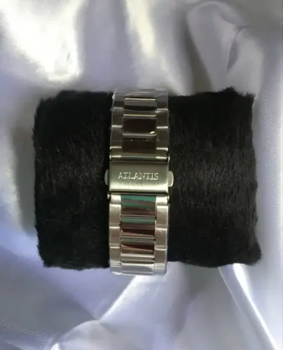 Relógio Atlantis Masculino Original Aço Inox Preto Luxo Premium