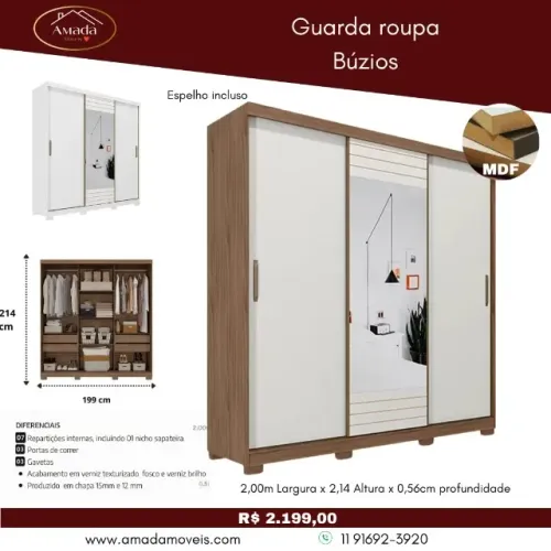 Guarda Roupa Búzios, a pronta entrega