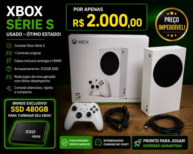 DESAPEGO - Xbox série S 512GB + SSD 480 Gb Adata externo