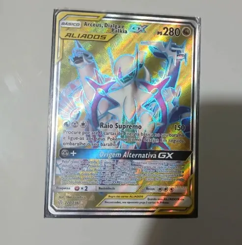 Carta pokémon Arceus ,Dialga e Palkia GX ULTRA LENDÁRIA/220-236