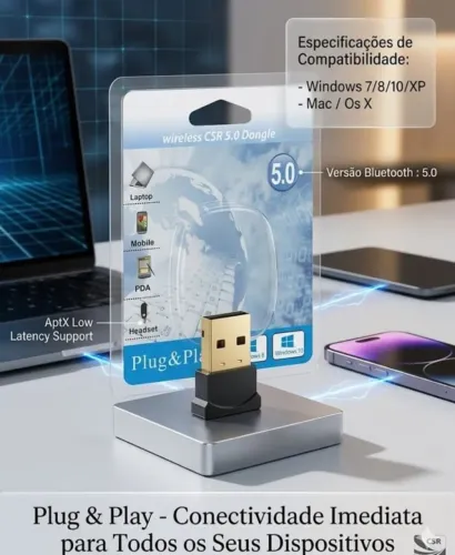 Adaptador Bluetooth 5.0 para USB Dongle