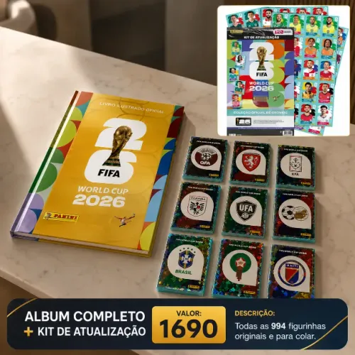 Álbum Copa 2026 Completo Ouro + Kit de Atualização