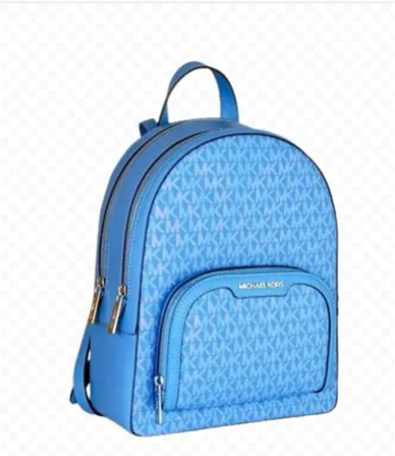 Mochila Média Jaycee Signature Logo da Michael Kors na cor azul (tom South Pacific).