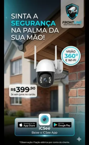 Câmera Wi-Fi Instalada e Configurada com cartão de Memória 32G ICSEE
