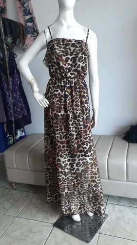 Vestido longo de onça 40