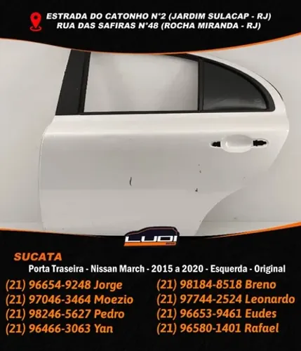 Porta traseira esquerda Nissan March 2015 à 2020 Original.