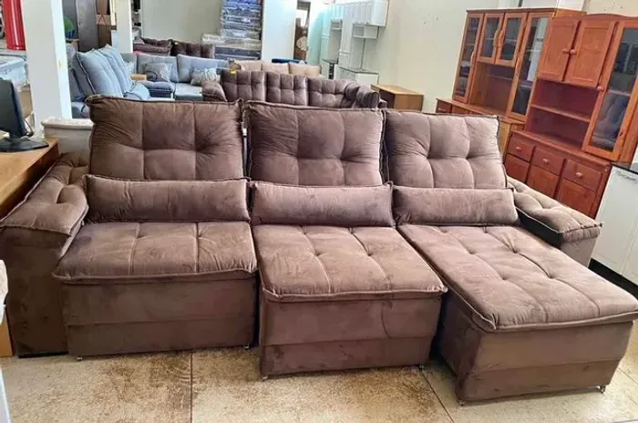 Sofá retrátil e reclinável 3.05 MT espuma D33