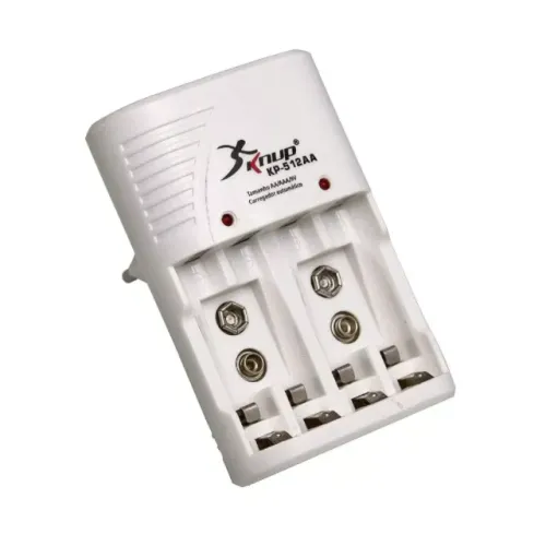 Carregador de Pilhas e Baterias 9V Knup KP-512 AAA/AA/Bateria 9V - WZetta