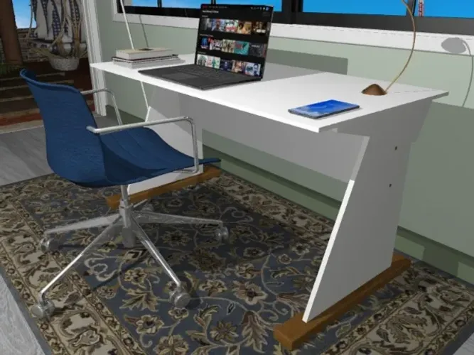 Mesa Top Clean Home Office. Em Madeira Maciça Com MDF: L90cm x P45cm