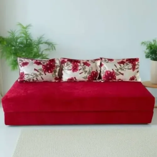 Sofá Cama 3 Lugares com Almofadas Floridas