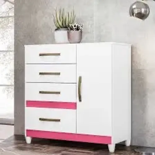 Comoda 4 Gavetas Rosa Nova 
