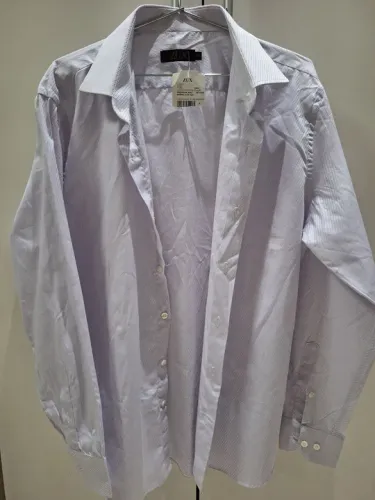 Blusa social masculina, marca zux nova, listra diagonal lilás