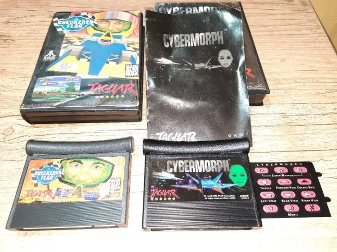 Jogos de Atari Jaguar Cybermorph e Checkered Flag, bem conservados, top