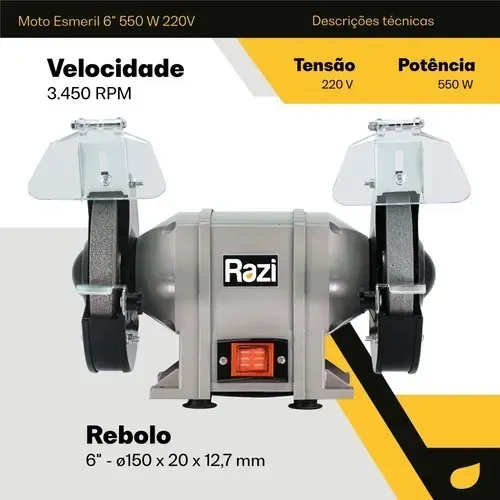Moto Esmeril De Bancada 6 Polegadas 550w Bancada 127v/220v