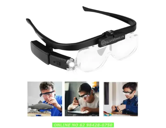  Lupa Óculos Aumento Led Recarregável Profissional Ajustável
