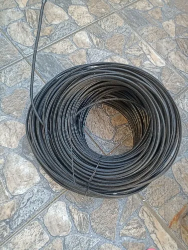 Cabo Coaxial rg6 preto 95% malha 100m c/ mensageiro TV - Bobina com Fio tv a cabo  