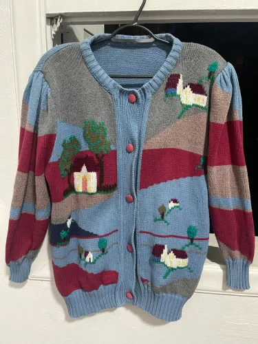 Casaco de tricô bordado vintage 