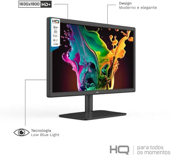 Monitor HQ 19.5 polegadas 75hz VGA/HDMI novo