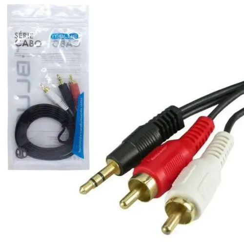 Cabo P2 x RCA - 3 Metros - Áudio de Qualidade