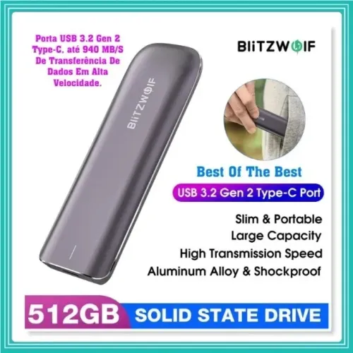BlitzWolf BW-PSSD3 Portable SSD 512GB USB 3.2 Gen 2